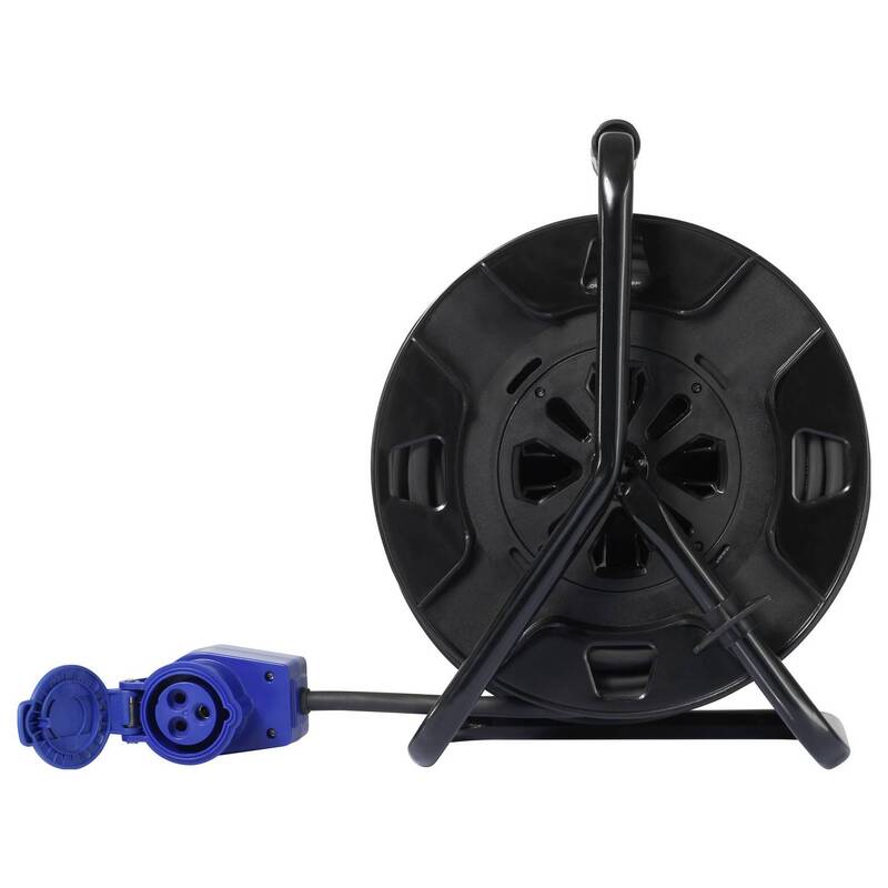 Sygonix Kabeltrommel 25m CEE-Cara-Stecker 2 Steckdosen IP44 Schwarz 3000W - 4064161393094