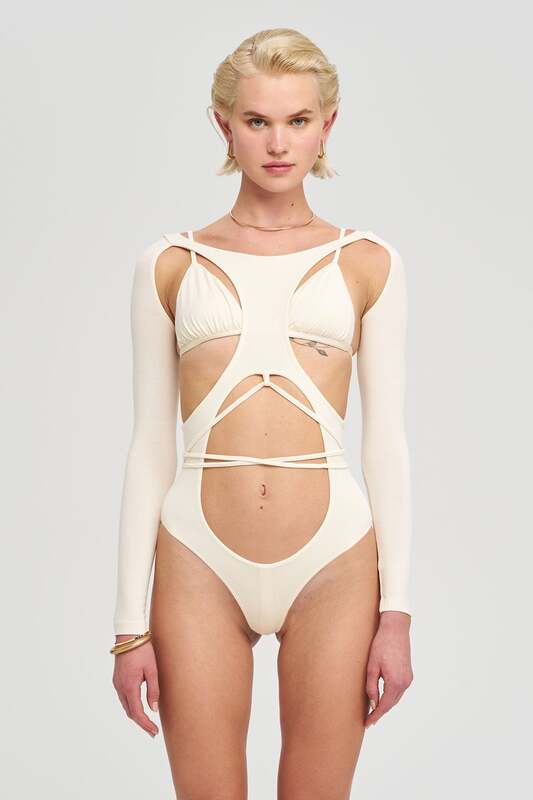 IAMNOTBASIC Margot Bodysuit Body Einteiler Damen Elfenbein Größe M - 8682521044569
