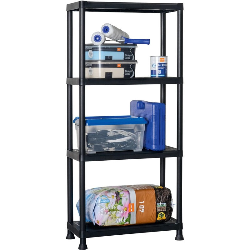 Kunststoffregal XS-60 Schwarz 135cm x 60cm x 30cm Lagerregal Steckregal 20kg - 8013183074104