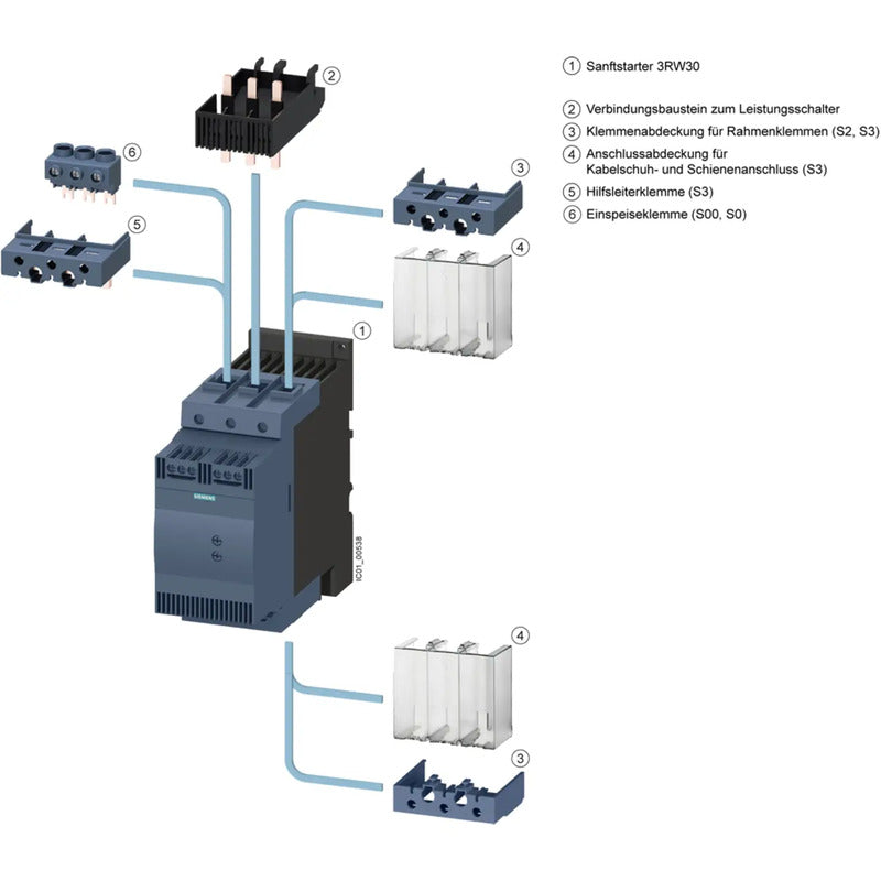 Siemens Sanftstarter 3RW3027-2BB04 Motorleistung 15kW Nennstrom 32A IP20 400V - 4011209719507