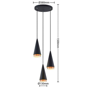 B-Ware Lucande Naoh Hängeleuchte Rondell Hängelampe Lampe Leuchte 3-flg. E27 schwarz151
