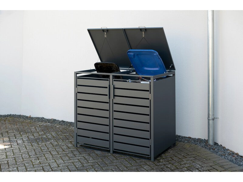 Westmann Mülltonnenbox Kubus 2x 240l Abdeckung Gartenbox Stahl anthrazit - 4260280775838