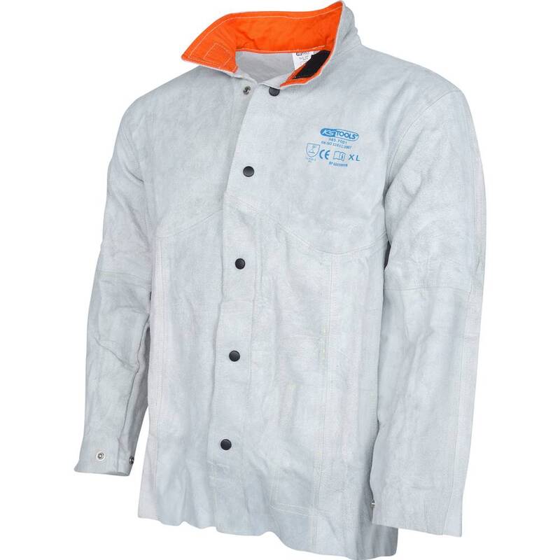 KS Tools Schweißerjacke Jacke grau XL Lederverschluss Klettverschluss Kragen - 4042146544884