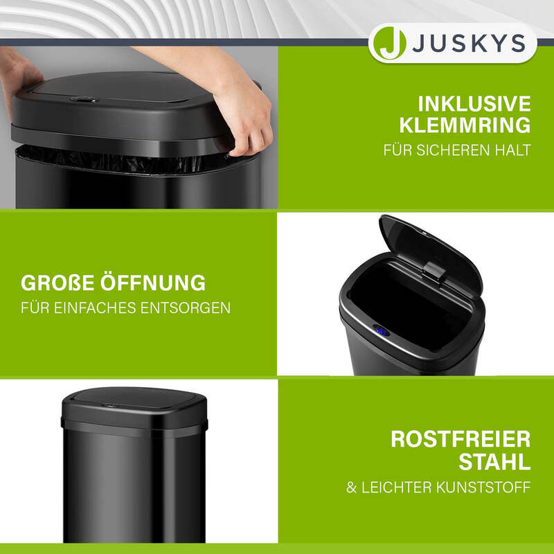 Rechteckiger Mülleimer mit Sensor Automatischer Abfalleimer 60 L schwarz - 4260565529811