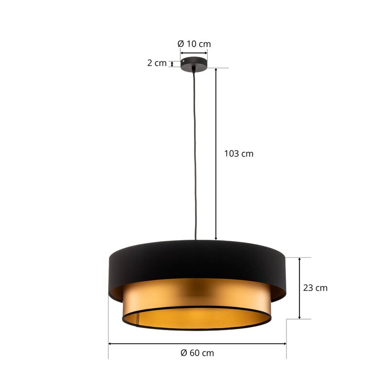 Euluna Hängeleuchte Dorina Deckenlampe Pendelleuchte E27 schwarz gold Ø 60cm596 - 5902751349139