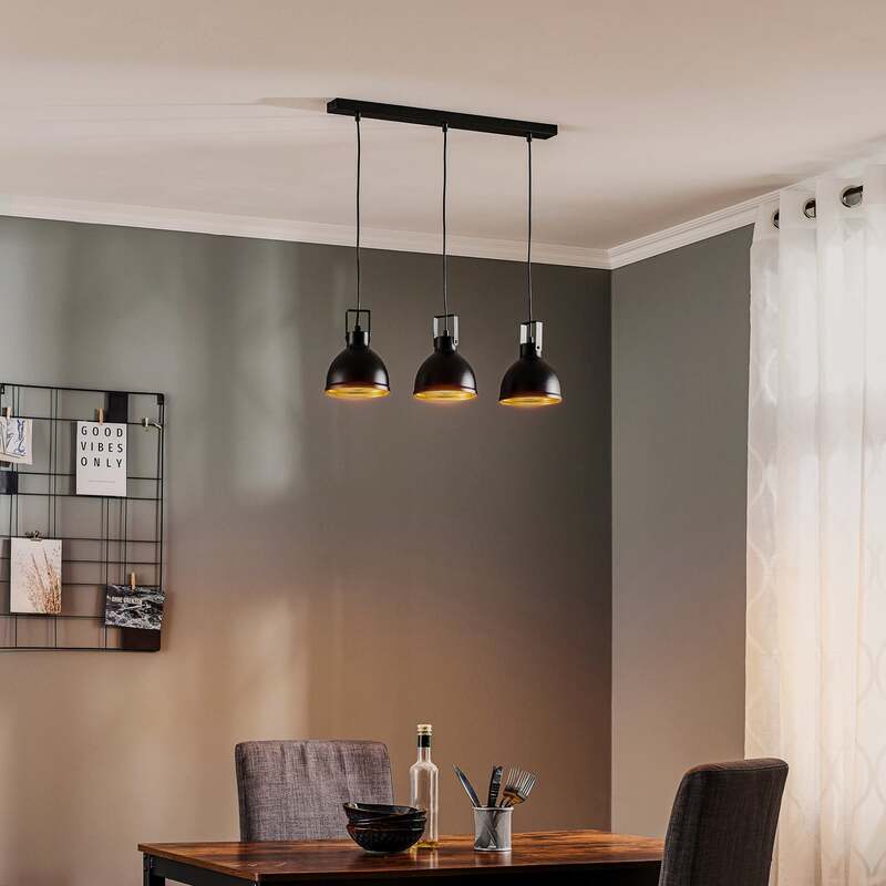Euluna Hängeleuchte Trial LED Pendelleuchte dimmbar schwarz gold 3-flammig 60cm - 5907554418235