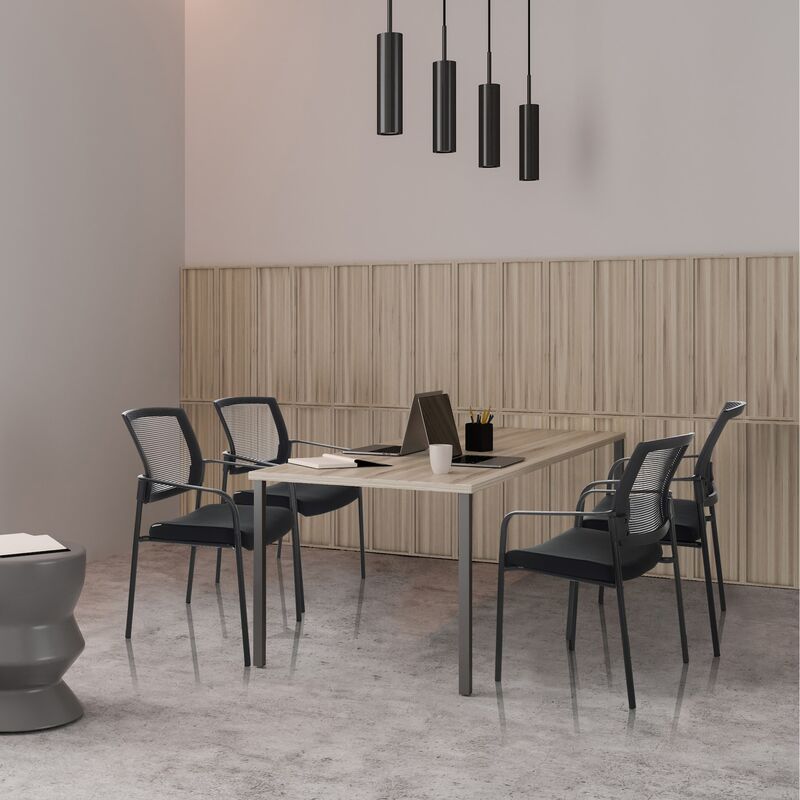hjh OFFICE Besucherstuhl Stuhl schwarz Netzstoff stapelbar  2 STÜCK - 4064323035374