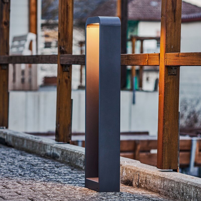 Lindby Wegeleuchte Außenleuchte LED Wegelampe dunkelgrau Aluminium Emima 80 cm - 4251911751994