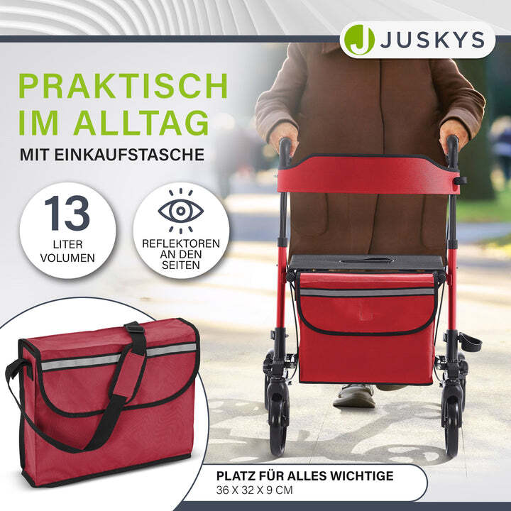 Aluminium Rollator Vital klappbar Gehhilfe höhenverstellbar Unabhängigkeit Rot - 4260565522690