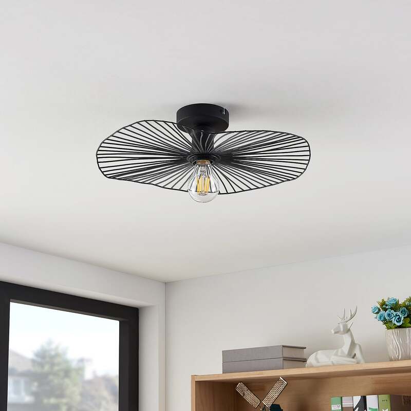 Lindby Deckenleuchte Ruota LED Lampe Leuchte dimmbar schwarz Ø40cm 11cm hoch - 4251096584127