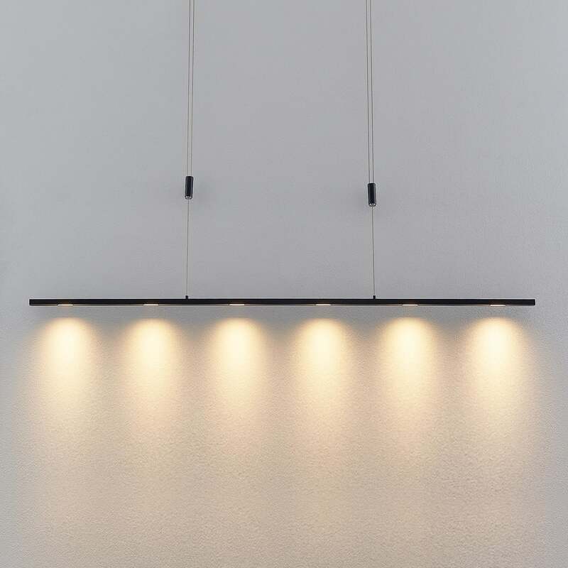 Lucande Pendelleuchte Hängeleuchte Stakato LED dimmbar schwarz 140cm 6-flg. - 4251911718959