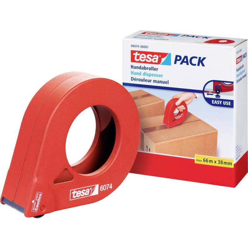 Tesa Klebeband-Abroller Handabroller Metall 3,8cm 66m rot effizient praktisch - 4042448203847