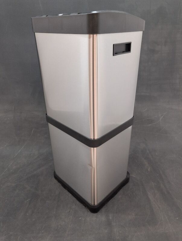 hjh OFFICE Abfallsammler Mülltrennsystem CLEAN VII Mülleimer 32L Stahl silber - 4064323036418