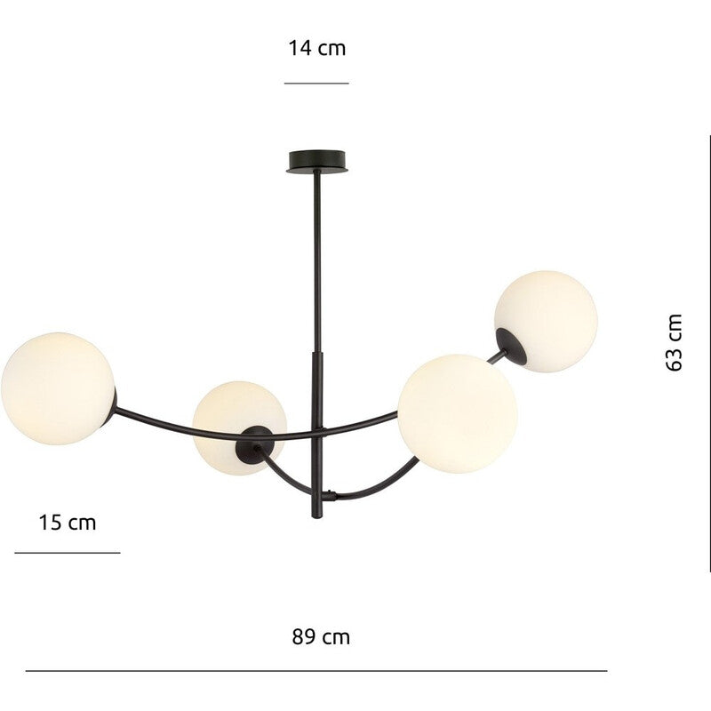 Emibig Deckenleuchte Lampe Glaskugeln Hunter IV schwarz opal 4-flammig - 5901738921207