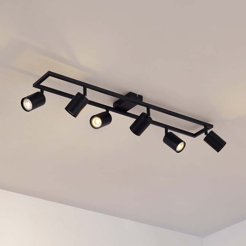 Lindby Deckenstrahler Strahler Bravius schwarz 6-flammig Eisen - 4255830902765
