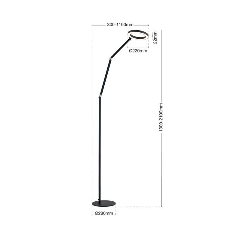 Ringo Stehlampe Bodenlampe LED schwarz Metall dimmbar verstellbar Lampenschal504 - 9003090277599