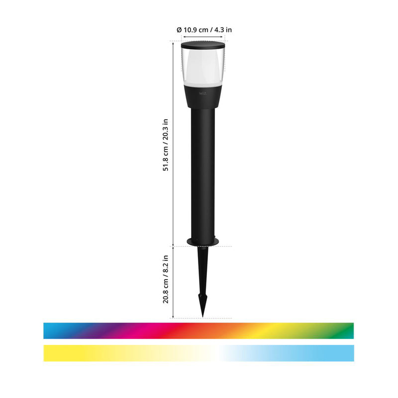WiZ Wegeleuchte Außenlampe LED schwarz RGBW Lampe 51,8 cm Smart Home Erweiterung - 8720169071858