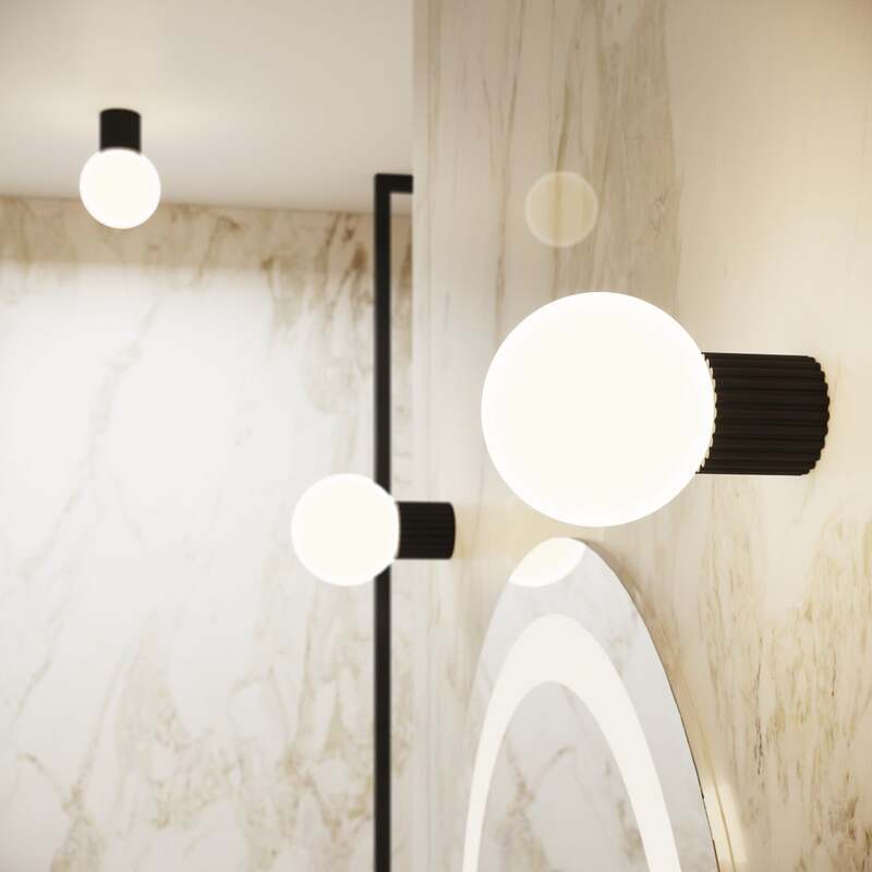 Wandleuchte Wandlampe Orbi Schwarz Glas Aluminium IP44 Badezimmer G9 LED Ø 12 cm - 5907073081163