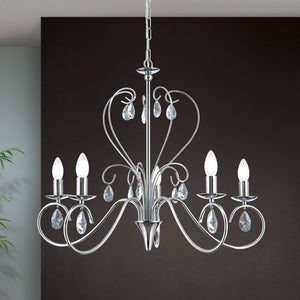 B-Ware ORION Kronleuchter Deckenlampe Alessia Kristallglas chrom 5-flammig