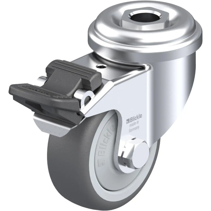 Blickle Lenkrolle 50mm Tragfähigkeit 75kg mit Feststeller Rückenloch Rad Reifen - 4047526117832