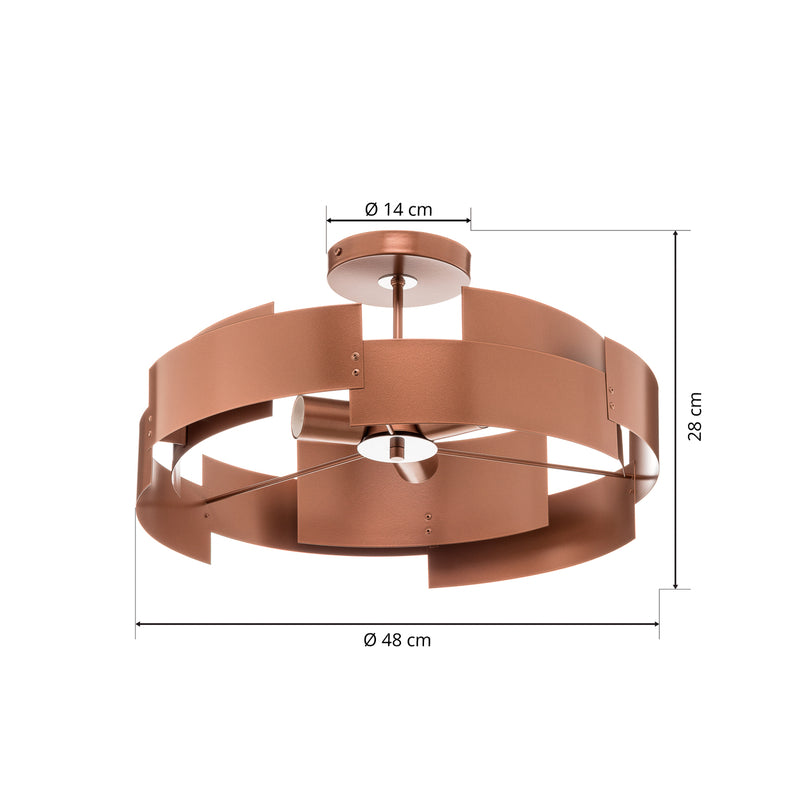 Deckenleuchte Tori kupfer Euluna 3-flammig dimmbar 28 cm hoch 48 cm Durchmesser - 4251911799934