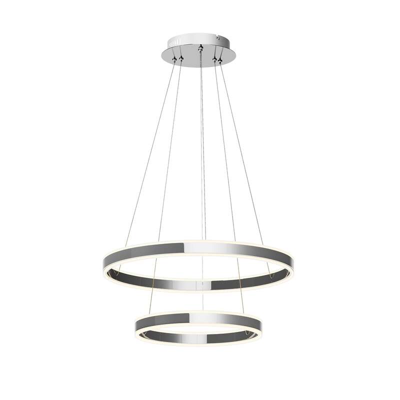 Lucande Pendelleuchte Hängeleuchte Lyani LED dimmbar chrom 60cm 2-flg. Leuchte - 4251096550269