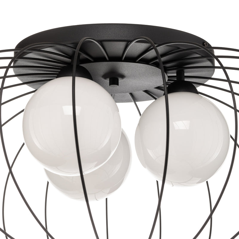 Euluna Deckenlampe Kronos Käfig schwarz drei Opalkugeln Deko-Deckenlampe E14 - 5902693744269