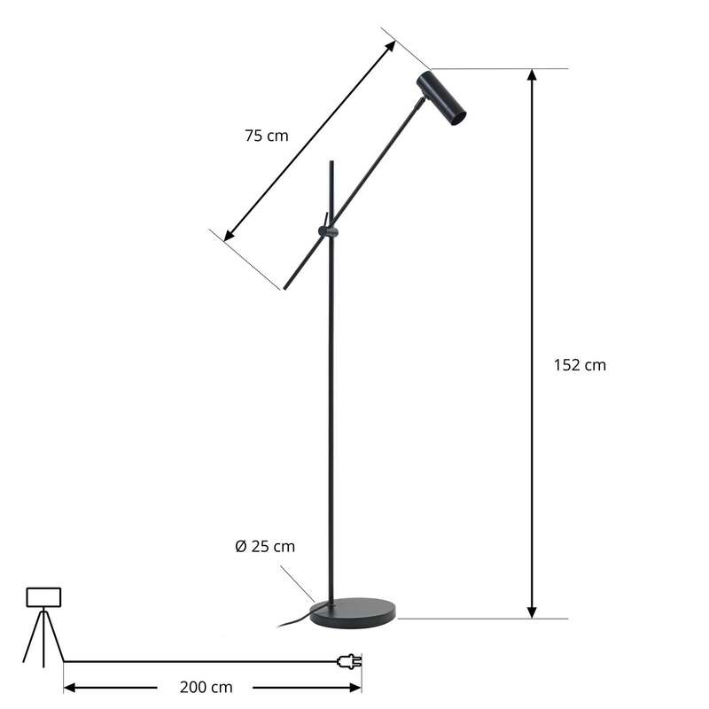 Lindby Stehleuchte Vilo LED Lampe beweglich schwarz 153cm GU10 Metall 3,85kg - 0000010045674