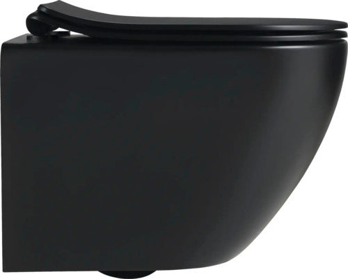 form&style Wand-WC SAMAR Tiefspüler schwarz matt mit WC-Sitz ohne Spülrand - 4306516378227