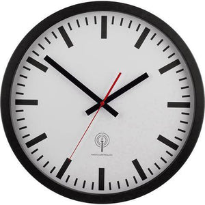 B-Ware EUROTIME  Funk Wanduhr Bahnhofsuhr Funkuhr 40 cm Analog AutomatikSchwarz