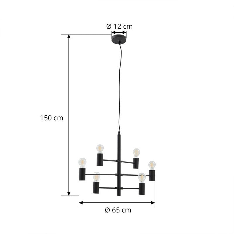 Lucande Hängeleuchte Aidas schwarz Metall 6-flammig Deckenlampe Lampe Leuchte - 4251911792966