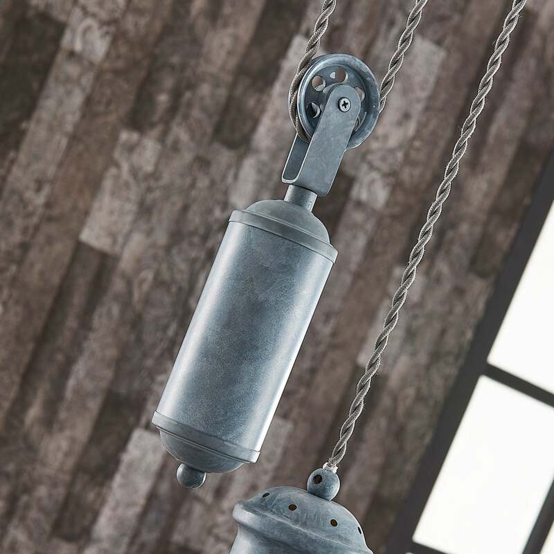 Lindby Pendelleuchte Hängeleuchte Louisanne LED Lampe dimmbar grau-grün 25,7cm - 4251096532791