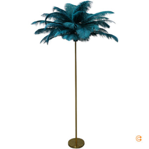 B-Ware KARE Stehleuchte Feather Palm Lampe mit Federn grün 165cm Stahl messing 1x35W