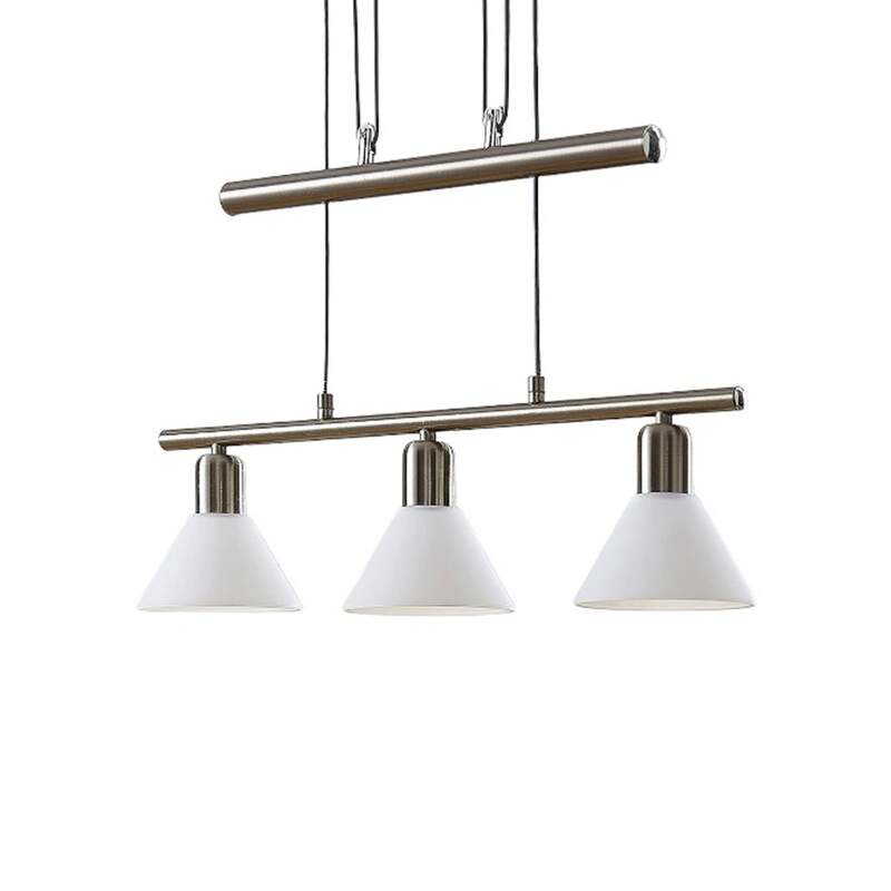 Lindby Pendelleuchte Hängeleuchte Delira LED dimmbar 3-flg nickel weiß 54x12,5cm - 4251096563009