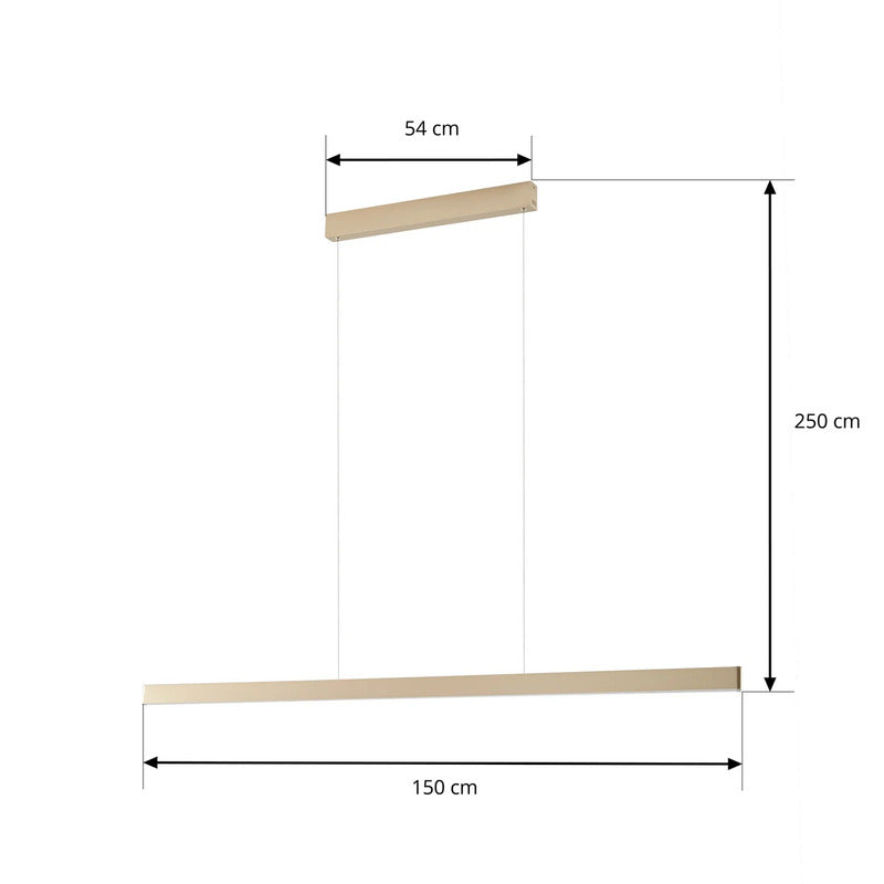 Lucande Hängeleuchte Mylosh LED Pendelleuchte dimmbar gold 150cm CCT 3-stufig - 4255830917844