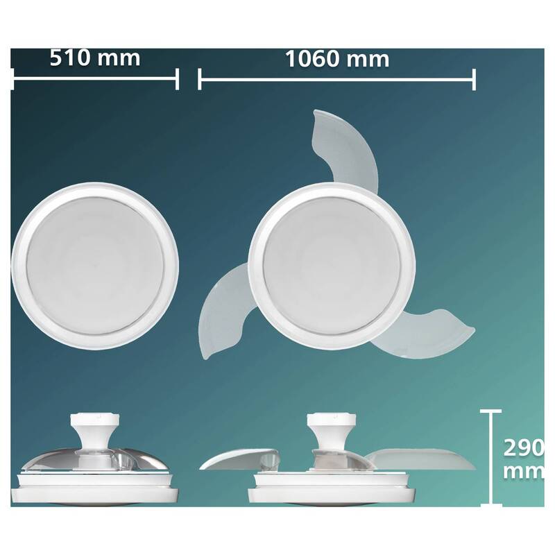 Philips LED Deckenventilator 28W Fernbedienung Dimmbar 3 Rotorblätter Weiß - 8721103096029