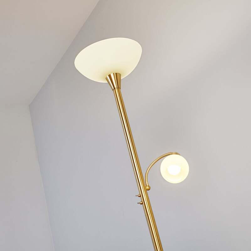 Lindby Stehlampe Elaina Leselicht LED Stehleuchte messing 183cm E27 Deckenfluter - 6291106552539