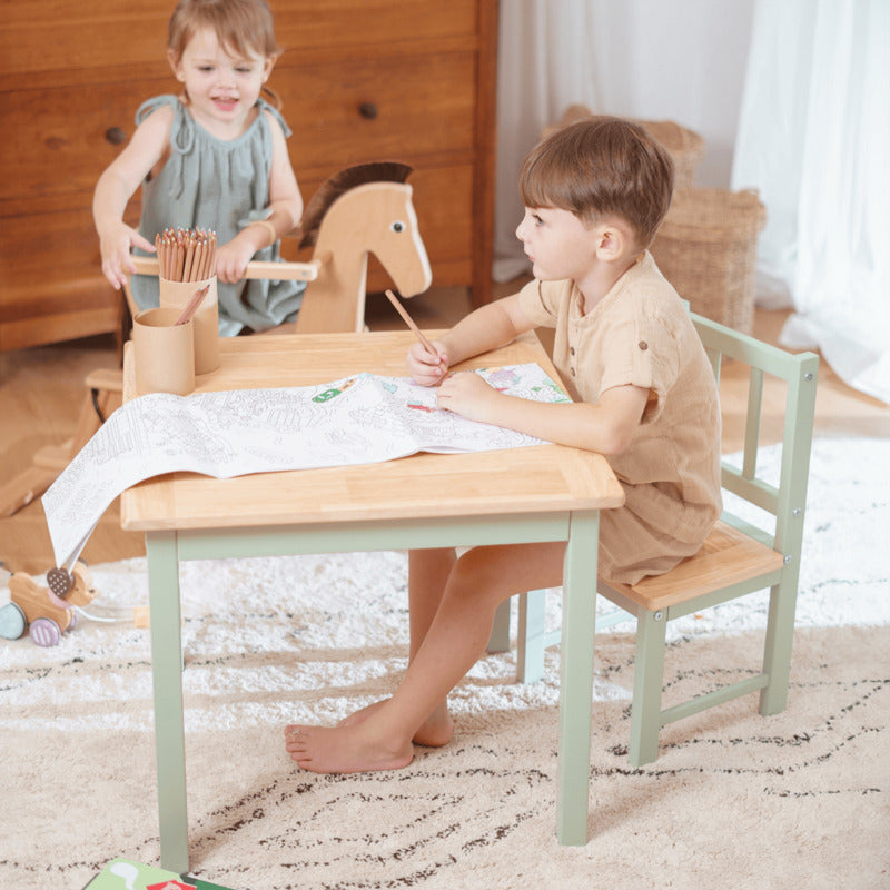 Geuther Sitzgruppe Activity Kinderstuhl Tisch Holz grün lackiert kindgerecht Set - 4010221087410