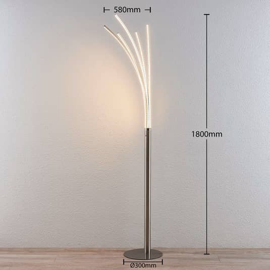 Lindby Stehleuchte Standleuchte LED Boba Metall nickel matt warmweiß 185 cm - 4251096537031