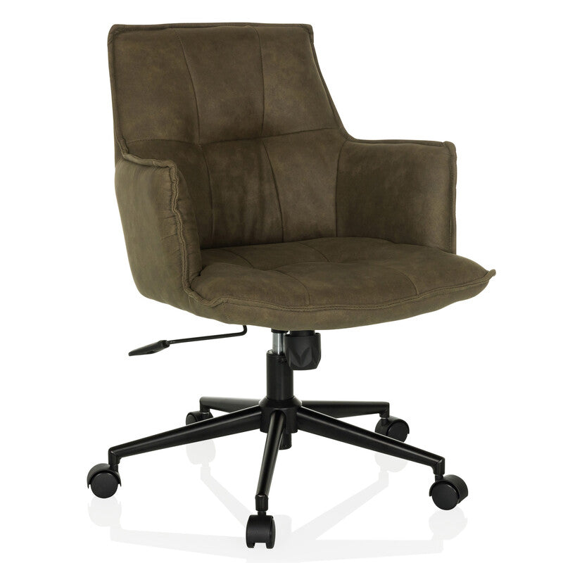 HJH LIVING Bürostuhl SOLAO LIFE Stoff grün mit Armlehnen und Rollen - 4064323038825