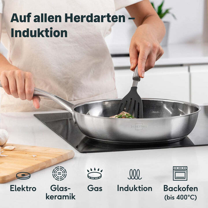 SILBERTHAL Edelstahlpfanne unbeschichtet Sandwichboden spülmaschinenfest - 4260470464641