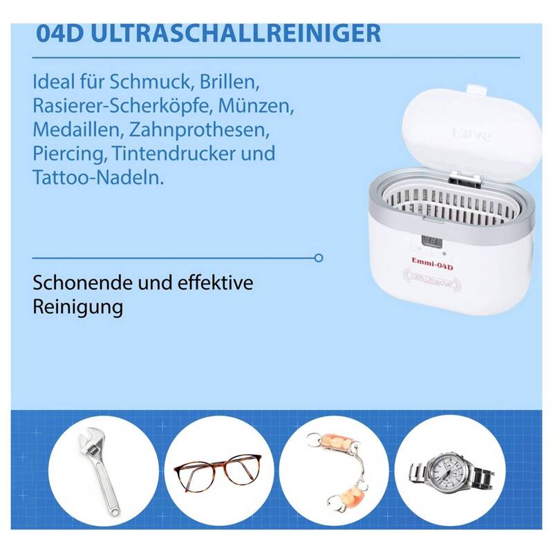 Emag Ultraschallreiniger 40W 0,6l Edelstahl Wanne Reinigung Schmuck Brillen - 4040513601123