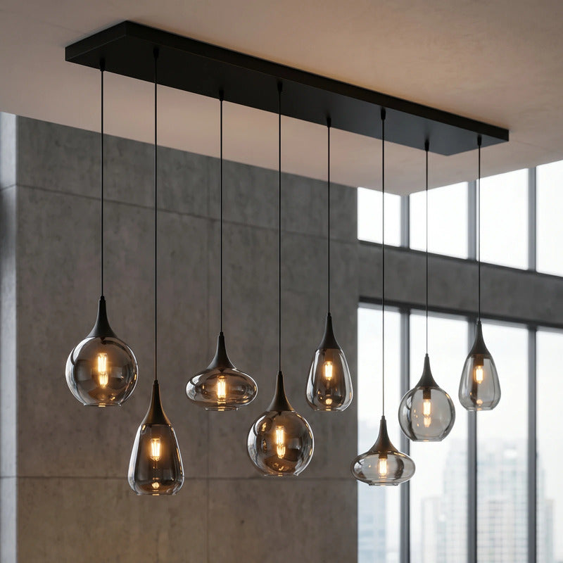 TRIO LIGHTING Hängeleuchte Pendelleuchte Lumina 8-flammig dimmbar schwarz chrom - 4017807542301