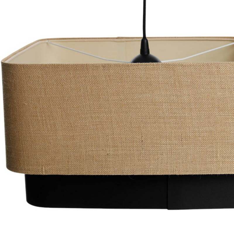 Hängeleuchte Kwadro Duo LED Pendelleuchte dimmbar schwarz beige 50x50cm Jute - 5906742034974