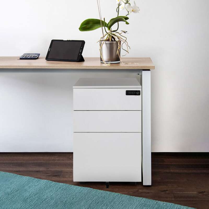 hjh OFFICE Rollcontainer COLOR OS I Schubladencontainer weiß mit Zahlenschloss - 4064323002260