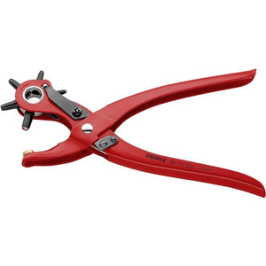 B-Ware Knipex Revolverlochzange 220mm Werkzeugstahl mit 6 Lochpfeifen rot
