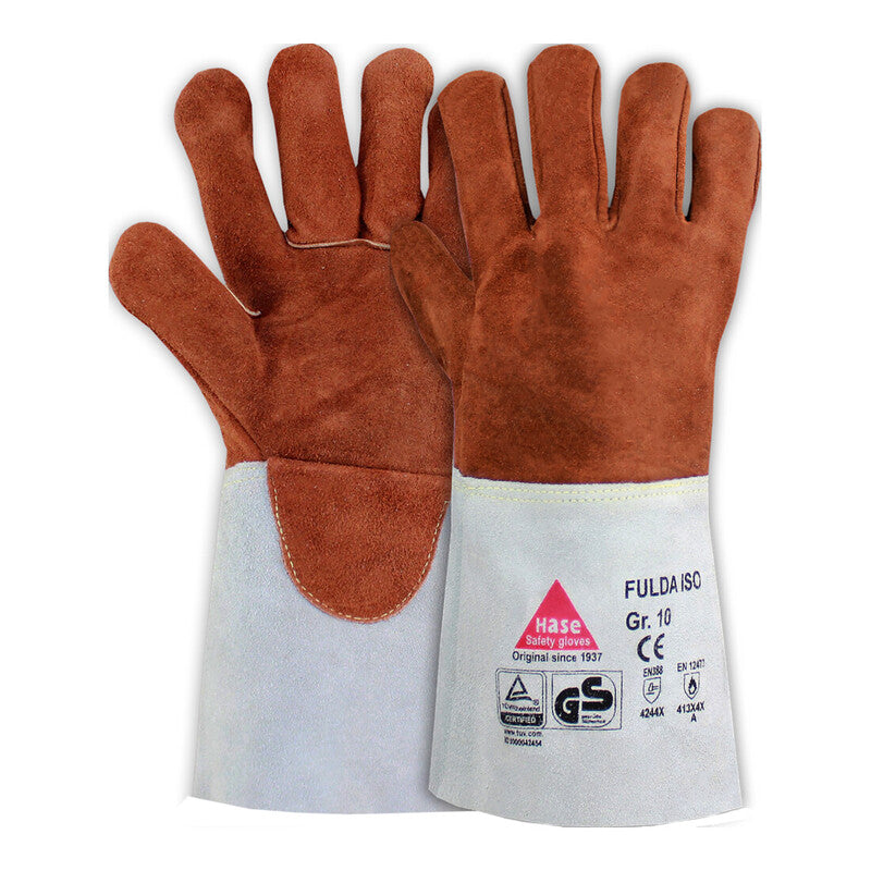 Hase Schweißerhandschuh aus Sebatanspaltleder Größe 9 braun 6 Paar EN 388 407 - 4018949366138