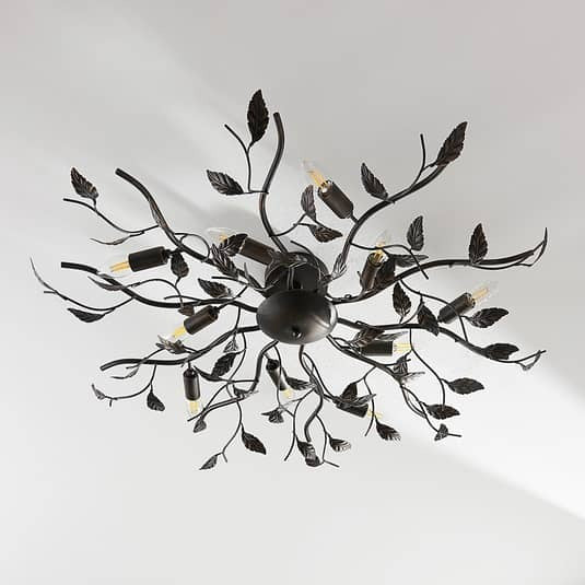 Lindby Deckenlampe Yos LED Leuchte 10-flg dimmbar schwarz-gold Ø95cm 20cm hoch - 4251096547313
