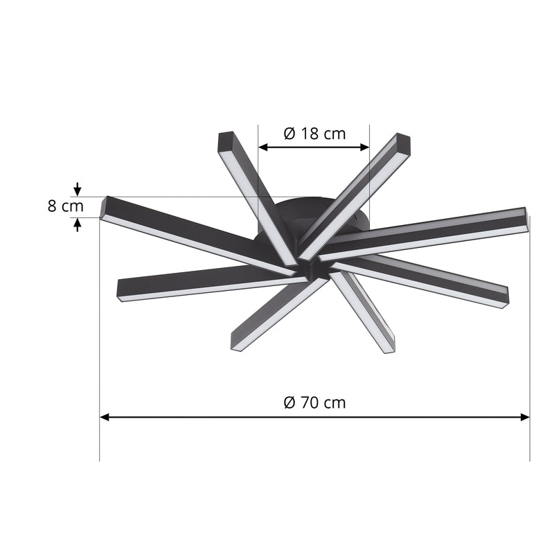 Lucande Smart LED-Deckenleuchte Tjado Ø70 cm schwarz RGBW dimmbar 1600 Lumen - 4251911766271