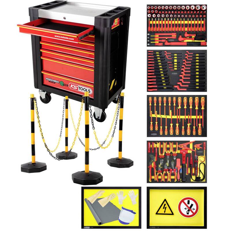KS Tools Werkstattwagen schwarz rot Handwerkzeugwagen Werkzeugwagen 87kg 164-tlg - 4042146873533